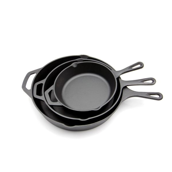 Pre Seasoned Long Handle Cast Iron Skillet Pan 6/8/10 Inch 3pcs/Set