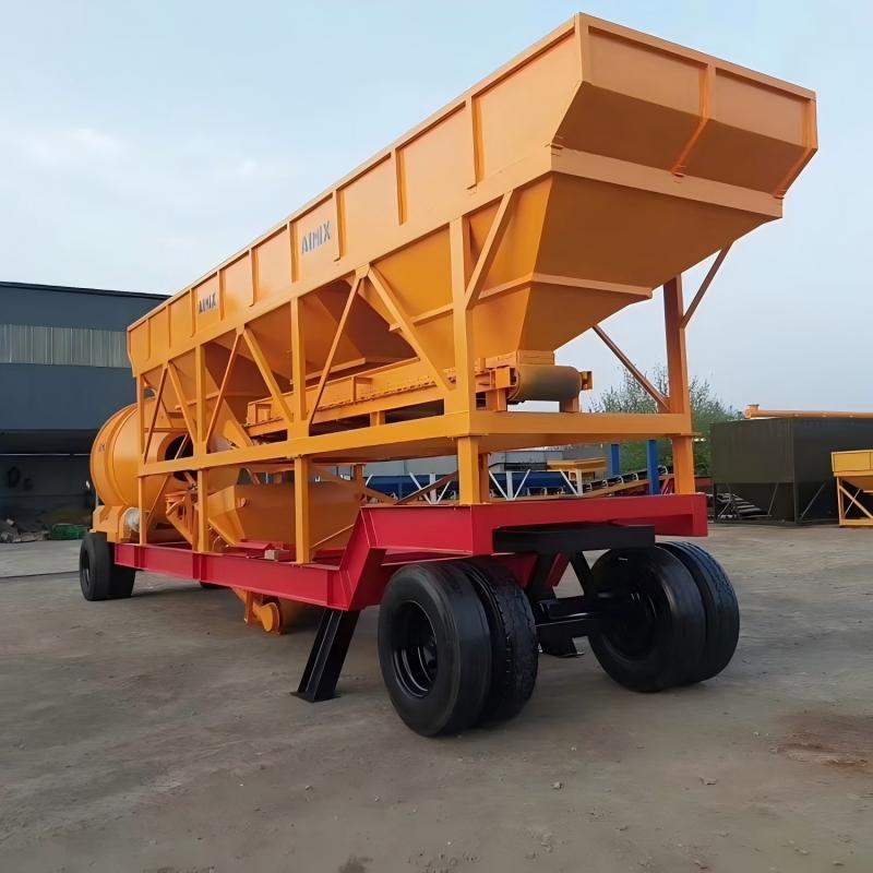 Cement Plant Equipments Mobile Drum Concrete Batching Plant Portable Concrete Mixing Station For Construction Works