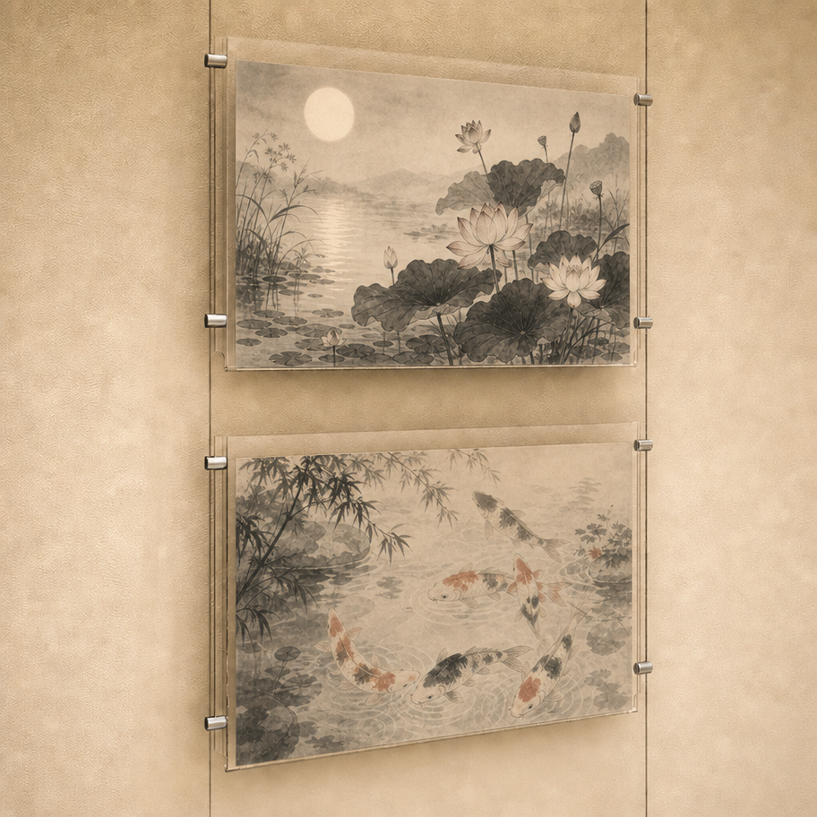 Custom Aluminium Photo Frame Advertising Light Box Glass Hanger Edge System Cable Clamp for Art Dispaly Hanging