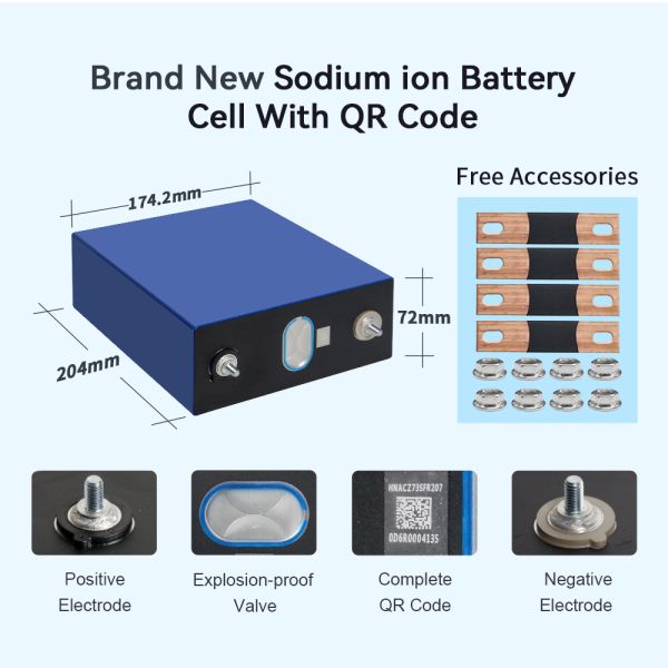 EXLIPORC SIB-200: High-Safety 3.0V 200Ah Sodium-ion Prismatic Battery Cell - 4,000+ Cycles for Commercial & Grid Storage