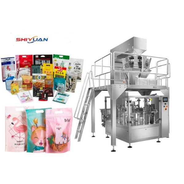 Rotary Premade Bag Packaging Machine 2.5KW Automatic Weighing Filling Machine