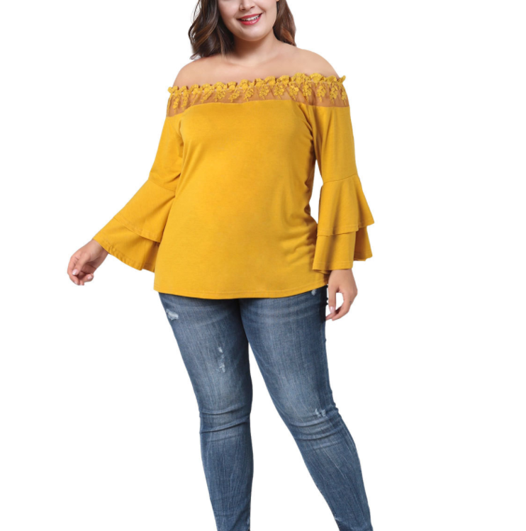 Factory wholesale plus size clothing women lace blouse