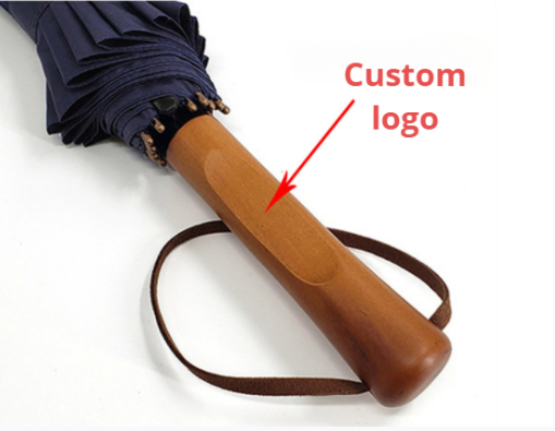 Straight Umbrella Retro Wooden Handle Automatic Open Customized Gift Advertising Umbrella