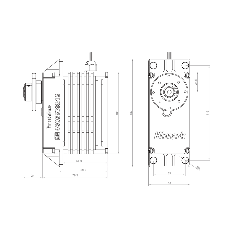 Brushless Digital Feedback Servo 400kg 12V 24V 28V Servo Motor SF40035MG