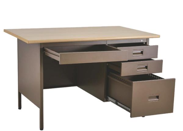4 Drawer Base Stainless Steel Computer Desk , Wooden Desktop Office Computer Desks