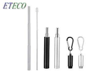 Cute Natural Telescopic Stainless Steel Straws Non Toxic 235mm Bright Color
