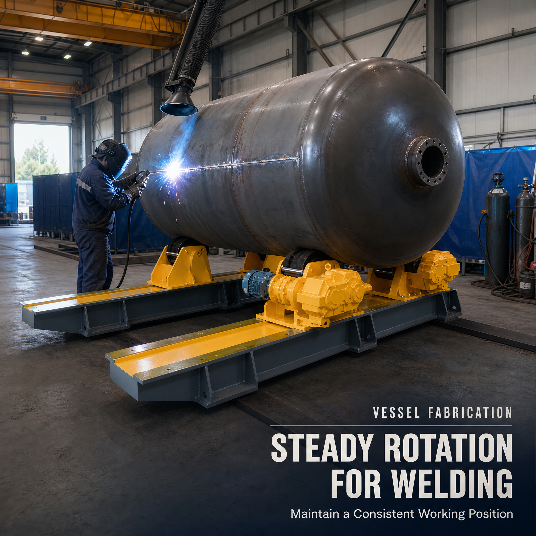 Self-Aligning Welding Turning Roll, Stable Rotation Welding Rotator for Pressure Vessel & Tank Circumferential Welding