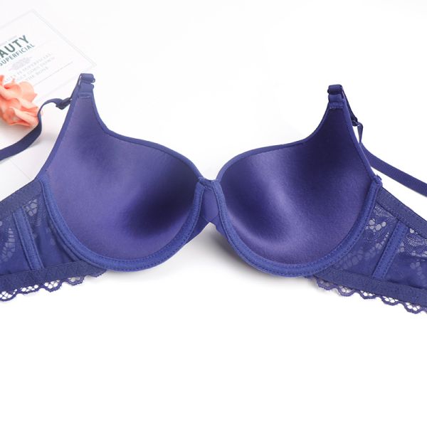 Women's Underwire Push-Up Bra Adjustable Straps Breathable Knitted Everyday Style with Lace Decoration Bra for Women