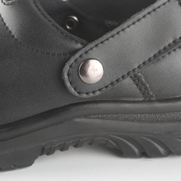 Zapatos de seguridad de cuero de acción de acero impermeable a los dedos del pie Resistente al deslizamiento Zapatos negros