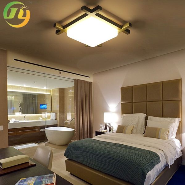 Creative New Chinese Walnut Color Nordic Wood LED Ceiling Lamp
