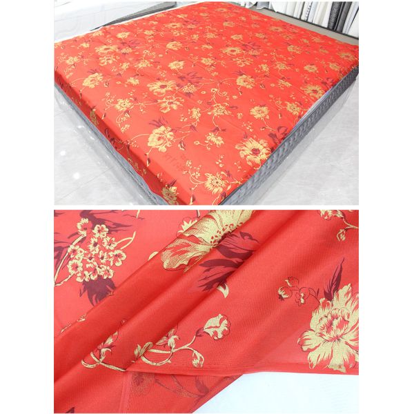 Anti Odor 100% Polyester Mattress Fabric Gold Powder Printing Warp Knitted