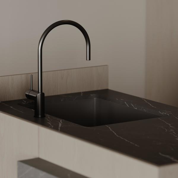 Modern Island Kitchen Designs Complete Metal PET Laminate Glossy Kitchen Cabinets MDF Lacquered Glass Includes Faucet