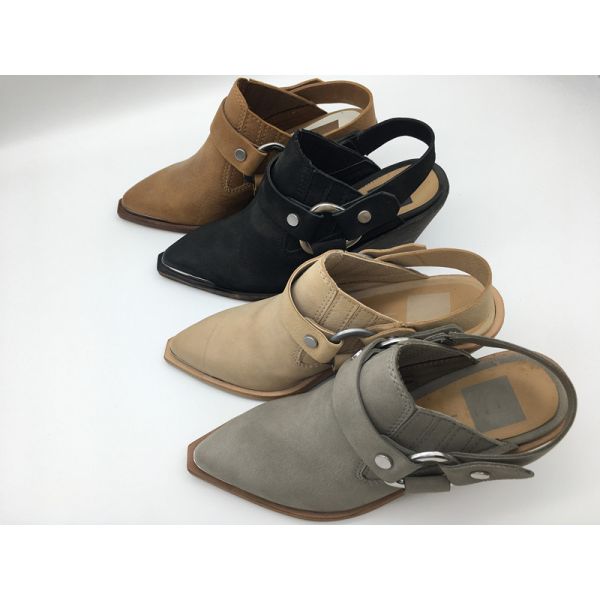 Two Tone Womens Leather Dress Shoes Soft Full Wrap Pointed Toe Wedge Shoes