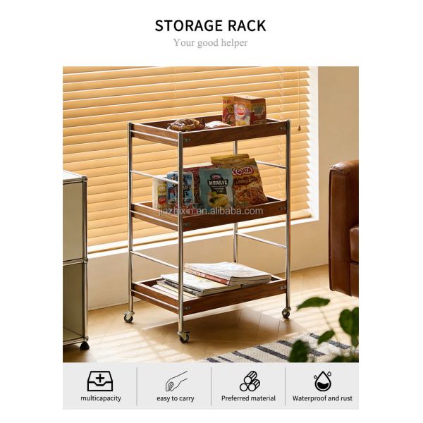 4 Tier Metal With Wheels Kitchen Fruit Vegetable Rack Sofa Coffee Tea Table Bedroom Bedside Organizer Stand Snack Trolley Shelf