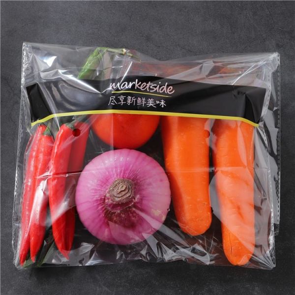 Vegetable Salad OPP Packaging Bag Biodegradable Printed Self Adhesive