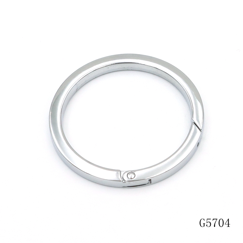 58mm Large Flat Round Spring Open Gate O Ring Carabiner Clasp, Chrome Plated Zinc Alloy Heavy Duty Keychain Connector Hardware