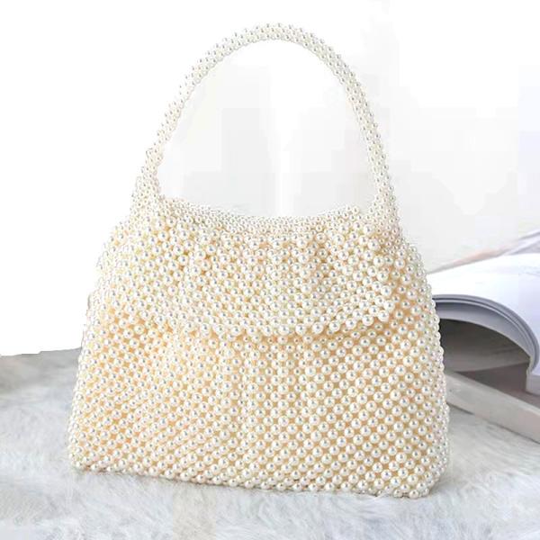 Dinner Pearl Hand Bags White Color 22.5cm×10.5cm×26.5cm for ladies