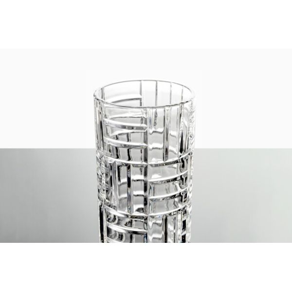 Plaid Glass Drinking Cups 340ml Lead Free 12 Ounce Crystal Tall Highball Glasses