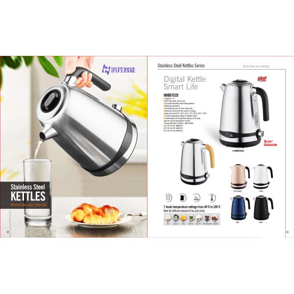 Stainless Steel Electric Kettle for Hotel Portable Water Kettle 1.6-2.0L Capacity