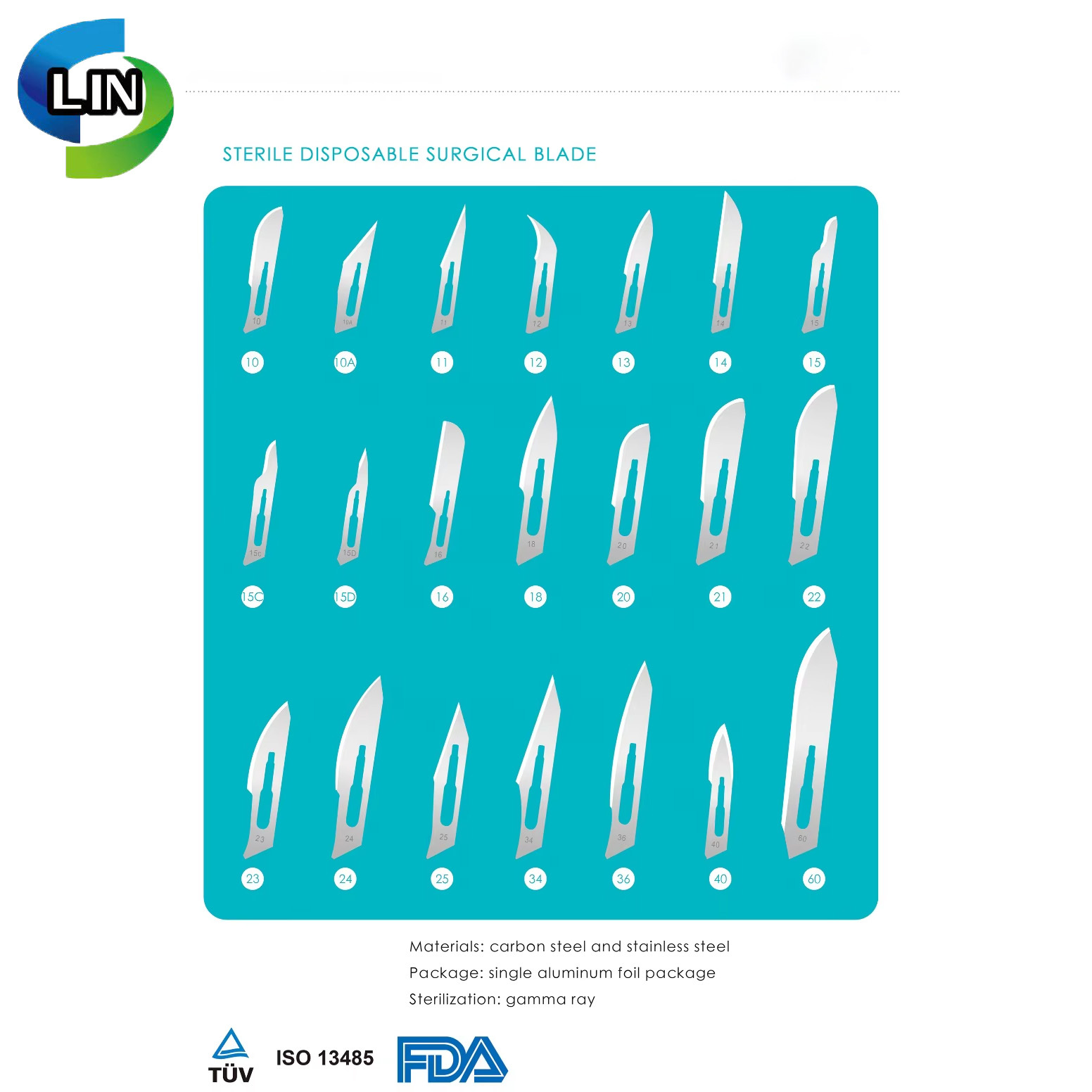 Disposable Surgical Blade - Class II Medical Devices, CE Certified with Multiple Sizes Available
