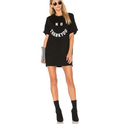Vestido ocasional do t-shirt da luva curto a mais atrasada do preto dos projetos para mulheres