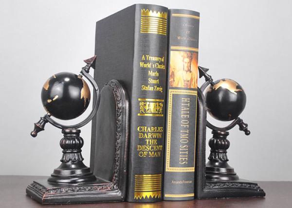 Black Plated Resin Decoration Crafts , Study Room Globe Book Holder