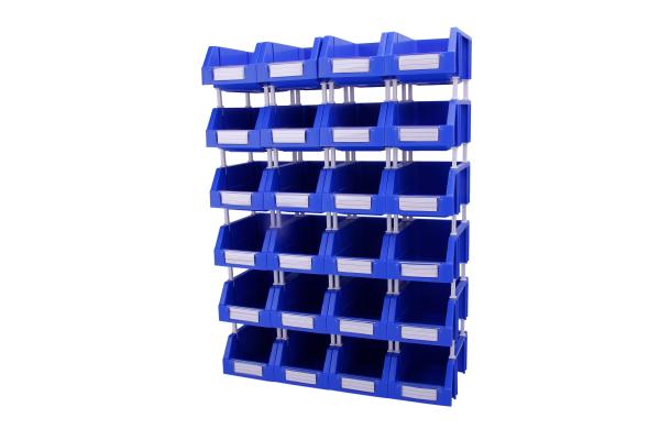 Durable Reusable Plastic Containers for Bolts and Spare Parts on Rack Workbench Panel