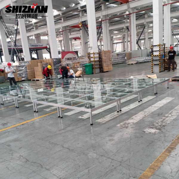 Plataforma ajustável real de vidro acrílica da fase da sala de visitas do quadro de alumínio