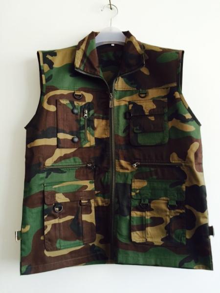 mens vest in T/C 65/35 fabric, camouflage, fishing vest, S-3XL