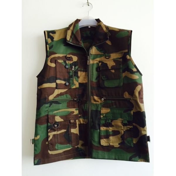 mens vest in T/C 65/35 fabric, camouflage, fishing vest, S-3XL