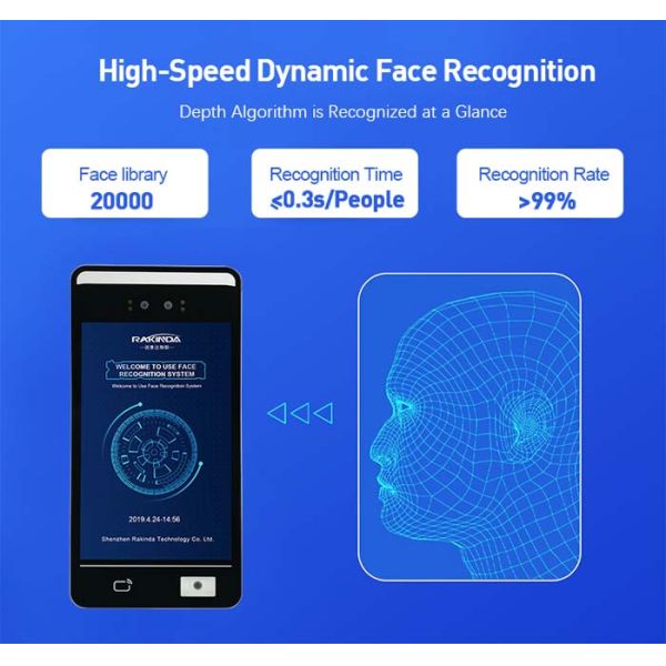 1.6GHz Android 7.1 Face Recognition Attendance Systems 100Mbps