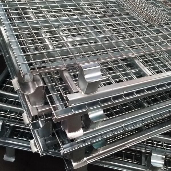 Heavy Duty Industrial Metal Stackable Wire Mesh Pallet Cage Foldable Steel Mesh Box Pallet for warehouse