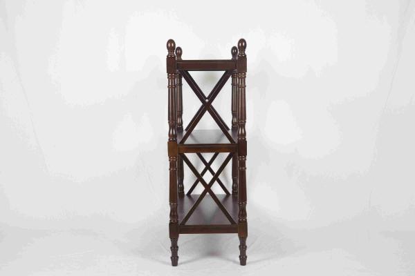 3 Tiers Multi Purpose Wooden Book Rack Walnut With X - Pattern Frame 12.4kg
