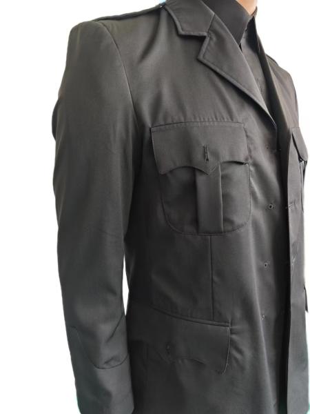 Ceremonial Uniform Structured Outer Jacket Tailored Tunic Straight-Leg Trousers Black Three-Piece Military Dress Uniform Set Wool Blend Fabric