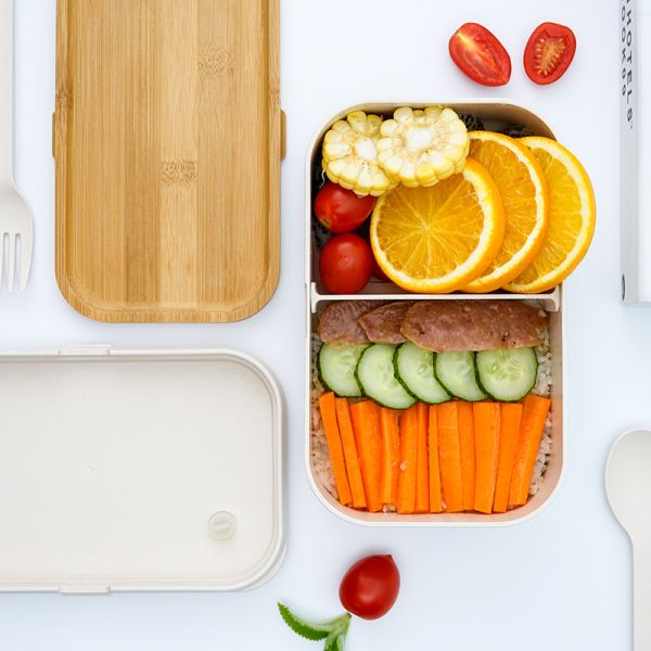Stocked Market Glitter Gift Bento Box 196.5*124*74mm with Easy Clean Bamboo Fiber Lid