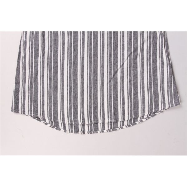 Summer Vertical Striped Women'S V Neck Vest 55% Linen 45% Rayon