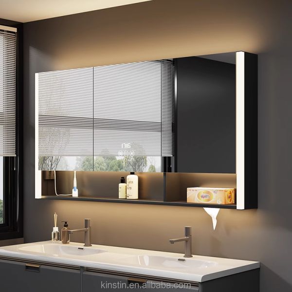 Modern Luxury Medicine Hotel Wash Wall Bathroom Mirror Vanities Vanity and Bath Storage Cabinet Set with Elegant Mirror