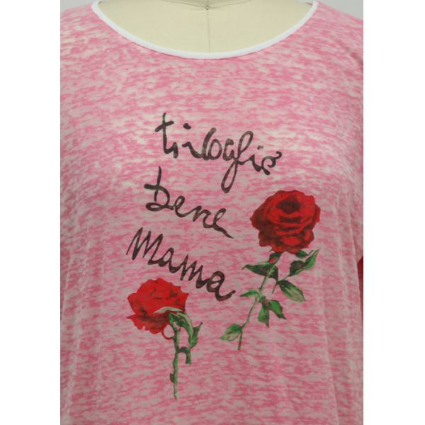 Ladies Casual Shirt Short Sleeve Burn Out Fabric Thin Fabric Fashion Shirt Place Print