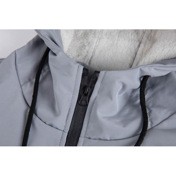 Men's Light Grey Wind-Resistant Fishtail Parka with Sherpa Fleece Lining and Fishtail Back Hem