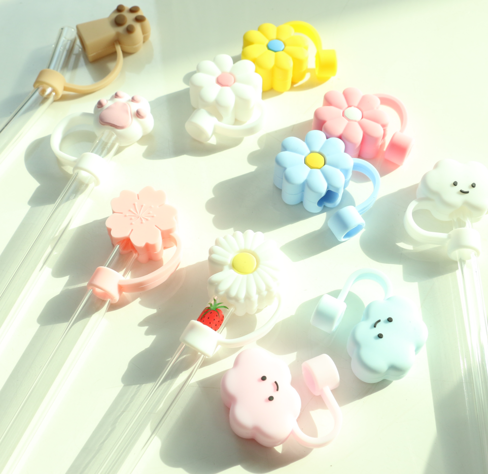 Por mayor FULL Silicona PVC sin BPA sin BPA Silicona de paja Topper nubes cubre perfecto para 6-12mm de paja