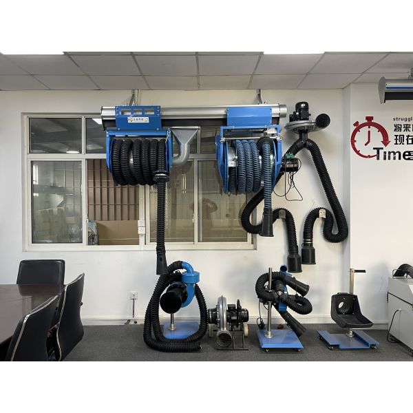 Semi Auto Portable Rail Trolley Retractable Rail Mounted Trolley For Vehicle Fume Extraction