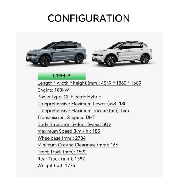 2024 Link co 05 PHEV/Link co 01 EMP hybrid car suv 0km used car prices electric vehicles for adults 4 wheel in Engine 180kW