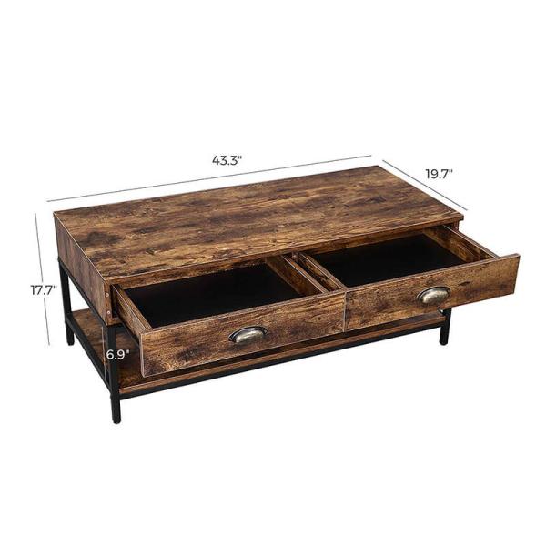 Coffee Table With 2 Drawers For Sale, Rustic Coffee Table Furniture, Living Room Furniture, ULCT43X