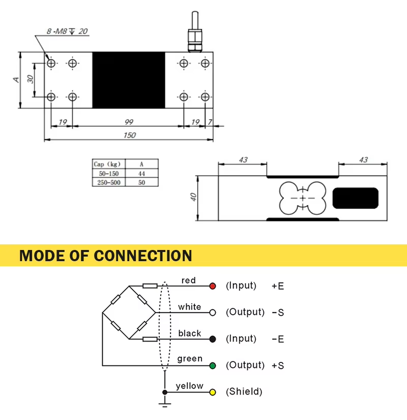 Aluminum Alloy Load Cell 400kg Powerful High Precision 1000kg Platform Scales Single Point Load Cell