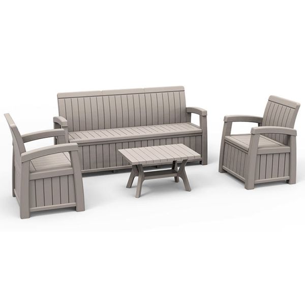 Hotel Outdoor Home Weather-Proof Armchair Plastic 3 Seater Sofa Bench with Storage Box