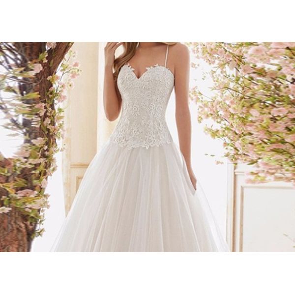 Sling Short White Wedding Dresses Top Lace And Down Tulle Over Knee Ball Gown