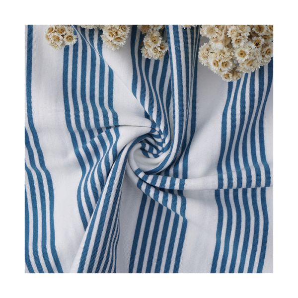 100% Cotton Textured Stripe Fabric Grey And Black Soft Yarn Dyed Material