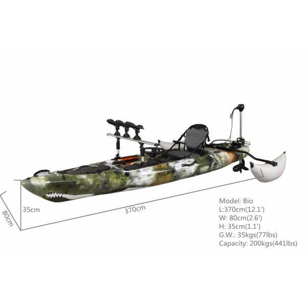 Сильным электрическим каяк приведенный в действие двигателем, толщина корпуса каяка 5мм морского рыболовства
