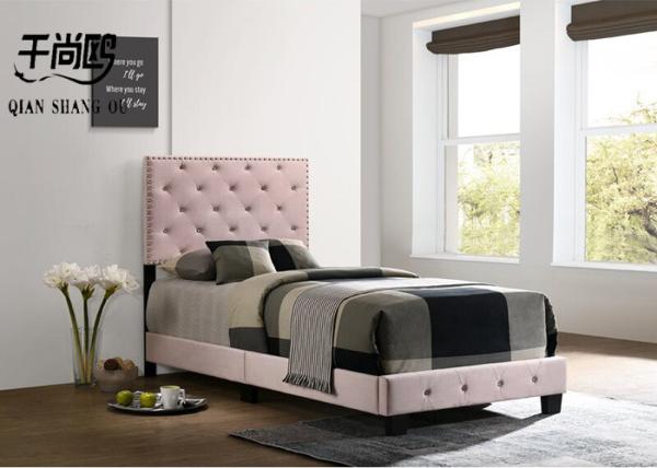 Gorgeous Fabric Upholstered Beds 160*200cm With Crystal Buttons