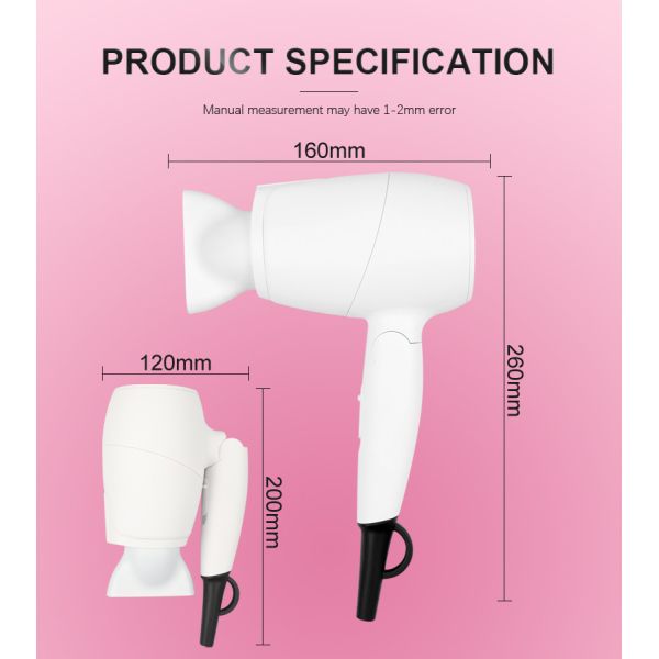 OEM ODM Hair Blow Dryer , 1000W Mini Folding Travel Hair Dryer